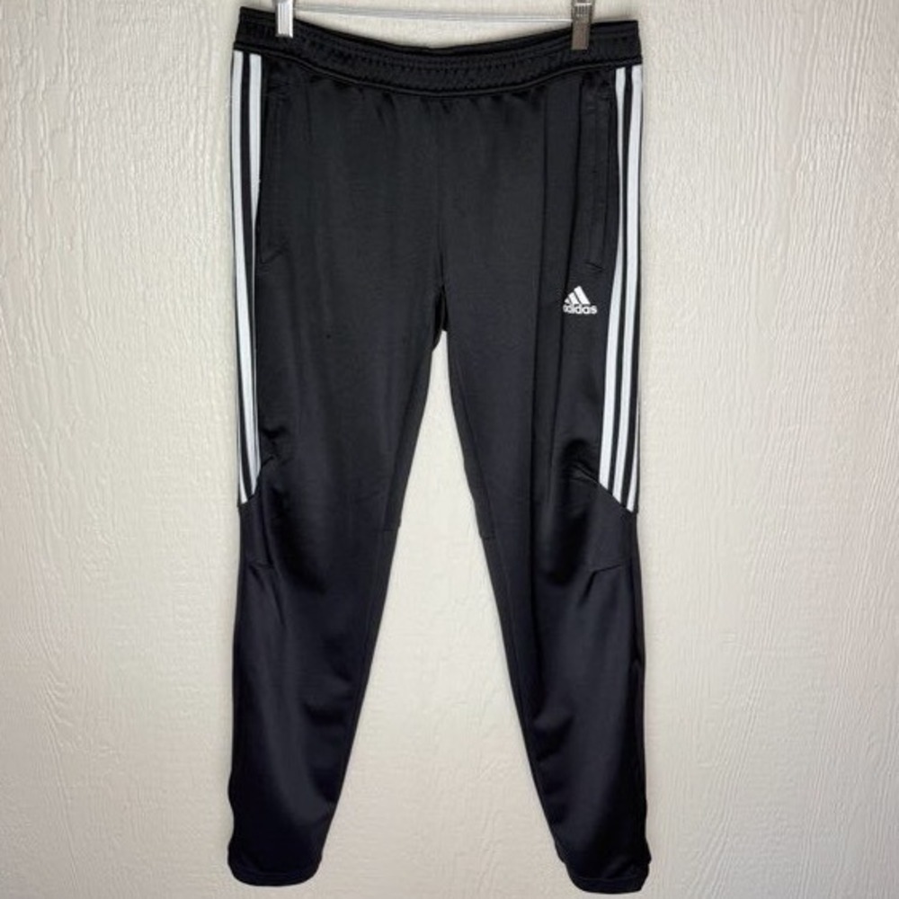 Adidas Mens Climacool Soccer Training Pants Black White 3-Stripe Tapered Large
